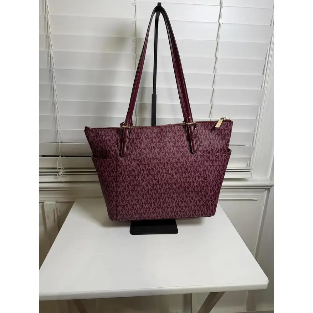 Michael Kors Burgundy Signature Tote Bag - Picture 2 of 5